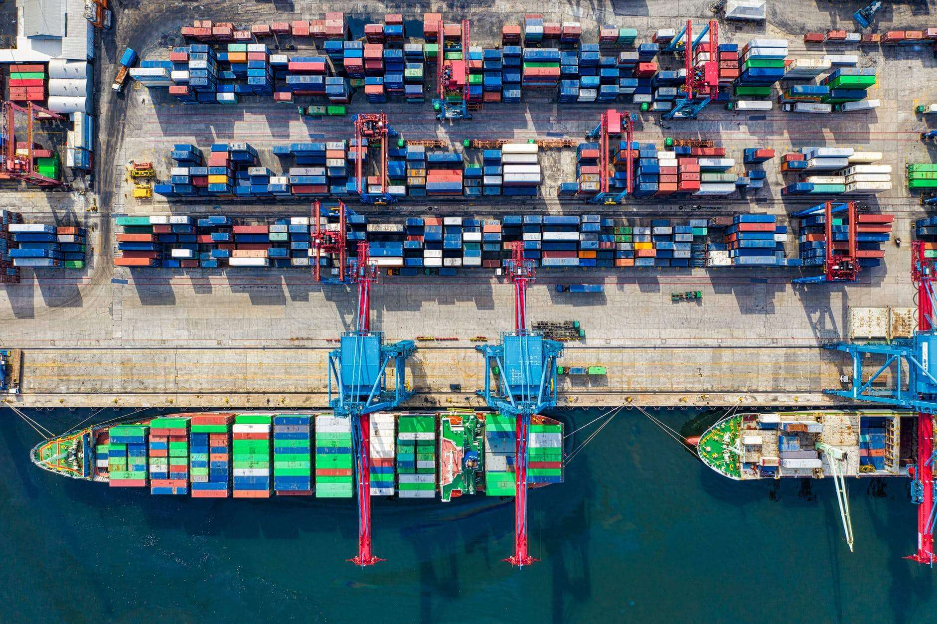 birds eye view photo of freight containers