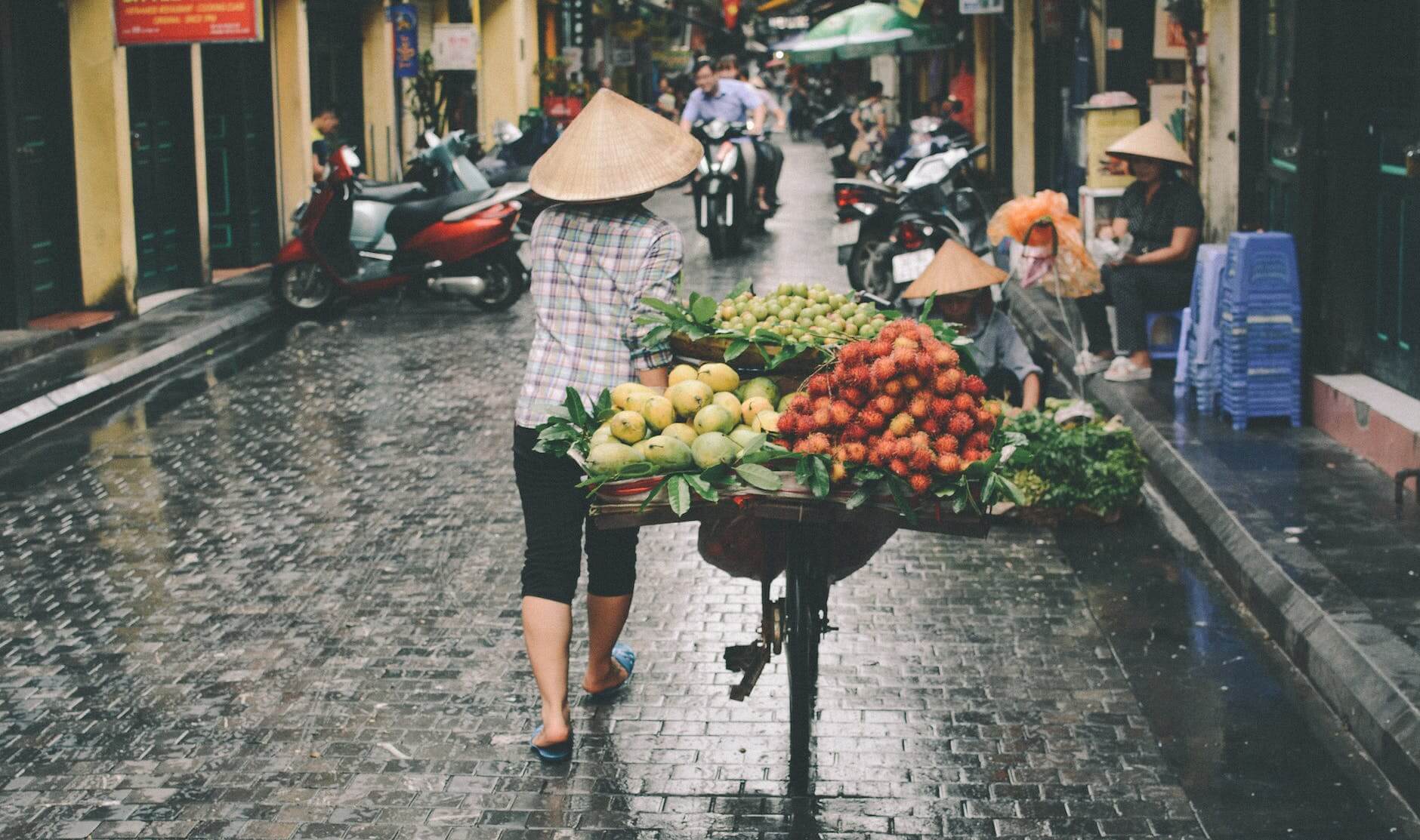 person walking on market